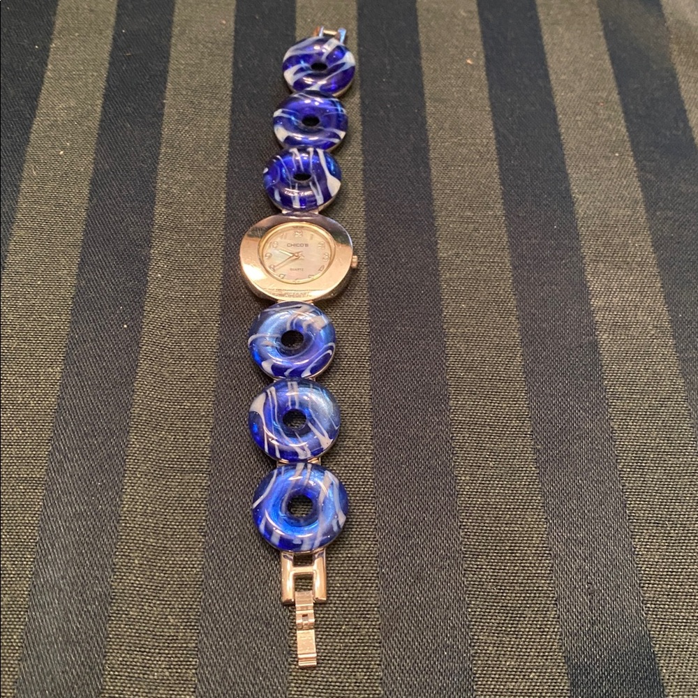 Chico's Silver and Blue Quartz Watch
